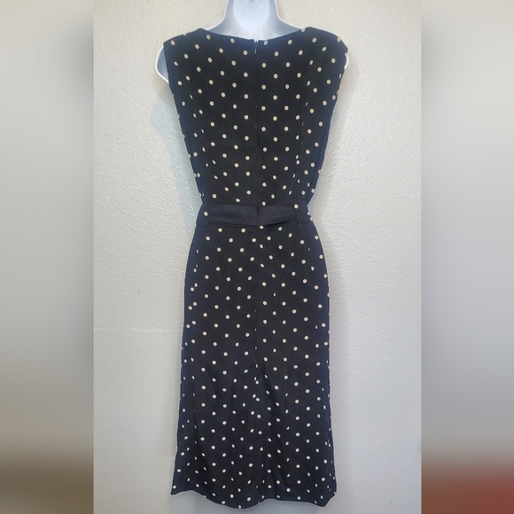 Studio I Black Polka Dot Jackie O Belted Sheath Midi Dress Size 18 XL Retro - Picture 6 of 8